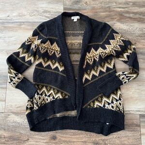 Coldwater Creek "Four Corners" Western Aztec knit wrap cardigan Large
